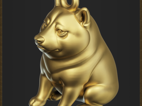 座っているドージェ ミーム ペンダント 3Dプリントモデル