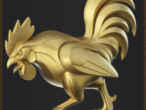 Rooster Bird Jewelry 3D Print Model