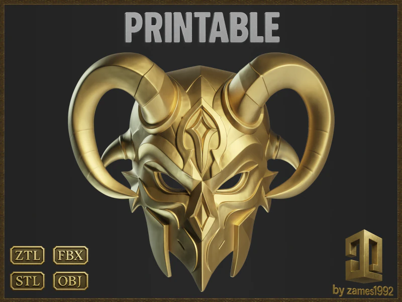 Demon Mask Warrior Helmet 3D Print Model .c4d .max .obj .3ds .fbx .stl .blend 