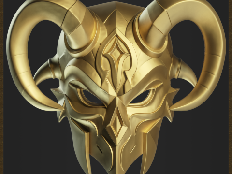 Demon Mask Warrior Helmet 3D 打印模型