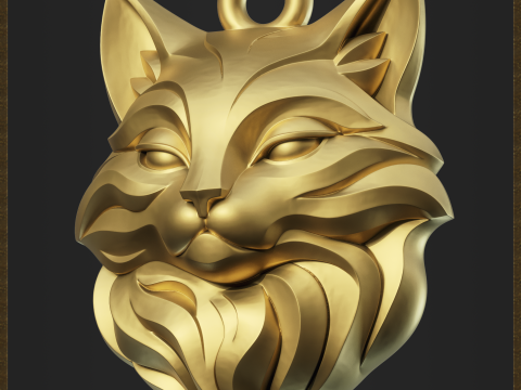 Stylized Cat Head Pendant Modello di stampa 3D
