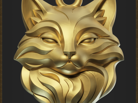 Stylized Cat Head Pendant Modello di stampa 3D