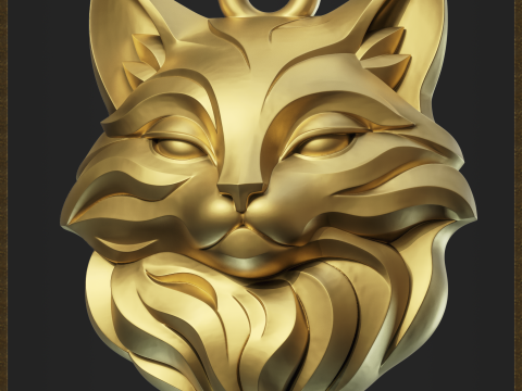 Stylized Cat Head Pendant Modello di stampa 3D