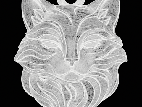 Stylized Cat Head Pendant Modello di stampa 3D