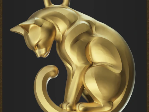 Stylized Cat Jewelry 3D Print Model