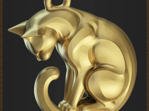Stylized Cat Jewelry 3D Print Model