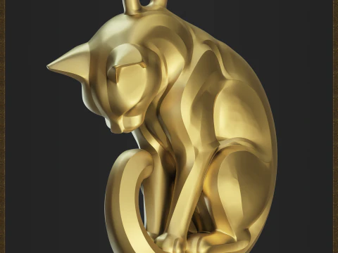 Stylized Cat Jewelry 3D Print Model