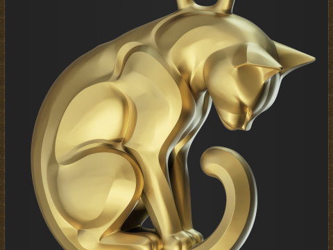 Stylized Cat Jewelry 3D-Druckmodell
