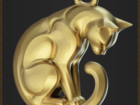 Stylized Cat Jewelry 3D Print Model