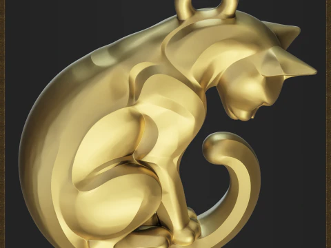 Stylized Cat Jewelry 3D Print Model