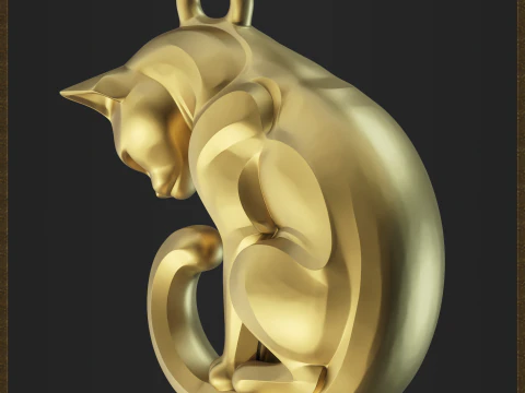Stylized Cat Jewelry 3D Print Model