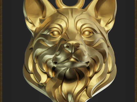 Dog Head Pendant 3D Print Model