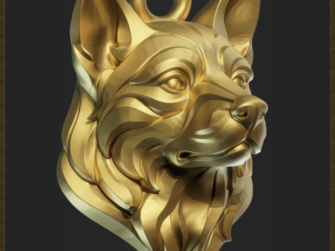 Dog Head Pendant 3D Print Model