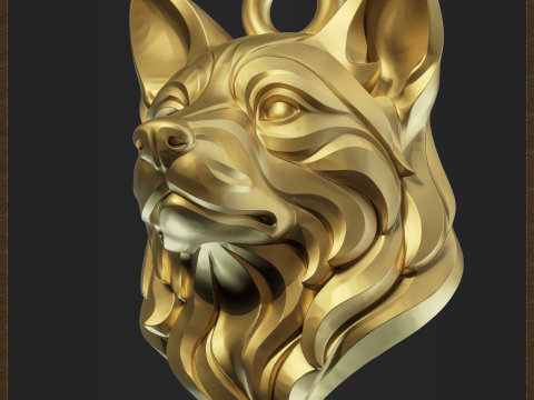 Dog Head Pendant 3D Принт Модель