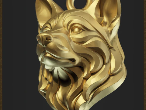 Dog Head Pendant 3D Print Model