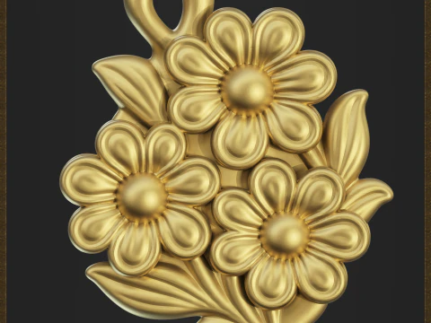 Stylized Flowers Pendant 3D Print Model
