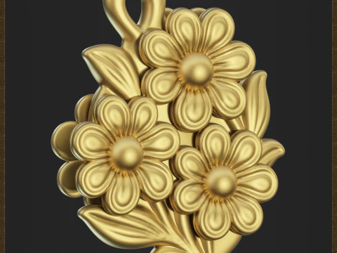 Stylized Flowers Pendant 3D Print Model