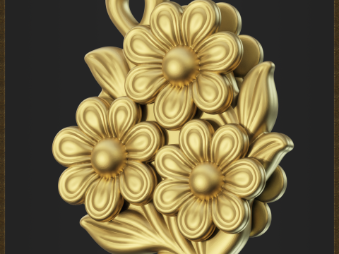 Stylized Flowers Pendant 3D Принт Модель