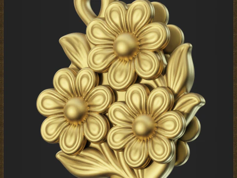 Stylized Flowers Pendant 3D Print Model