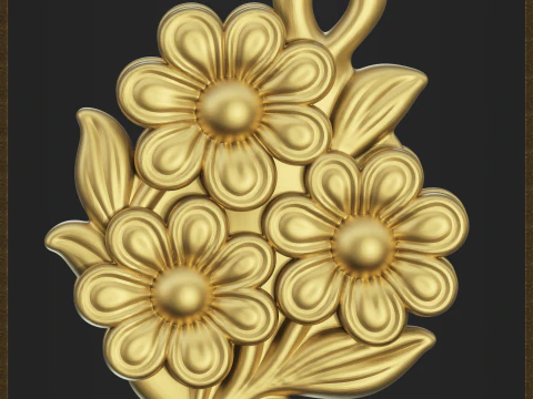 Stylized Flowers Pendant 3D Print Model
