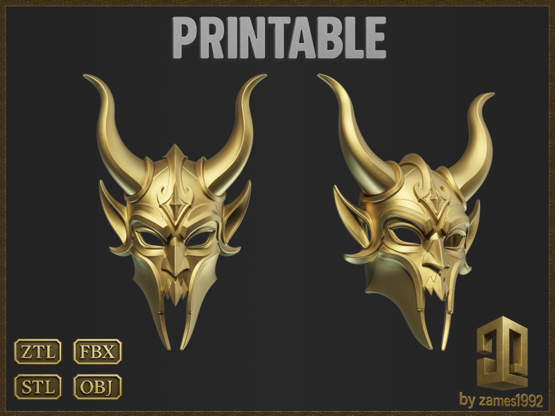 Fantasy Horned Demon Mask Modelo de Impressão 3D .c4d .max .obj .3ds .fbx .stl .blend