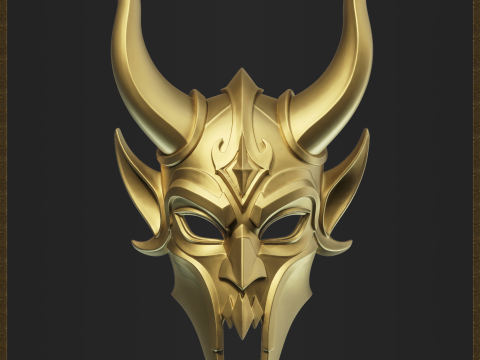 Fantasy Horned Demon Mask 3D Принт Модель