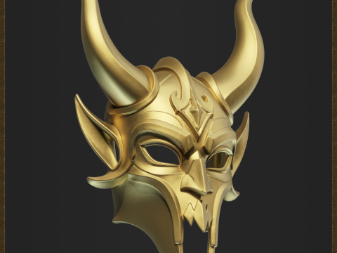 Fantasy Horned Demon Mask 3D Принт Модель