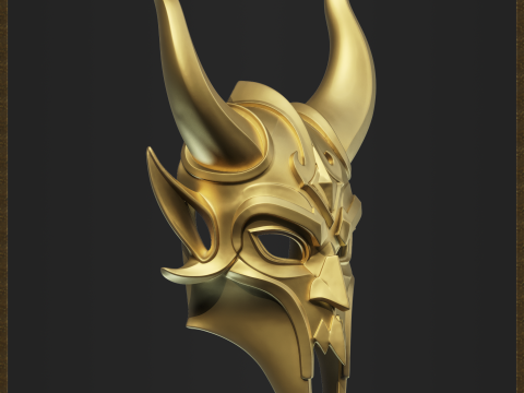 Fantasy Horned Demon Mask 3D Принт Модель
