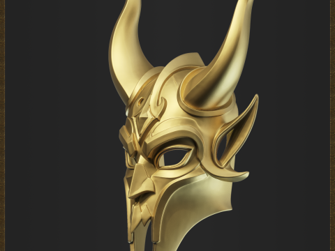 Fantasy Horned Demon Mask 3D Принт Модель