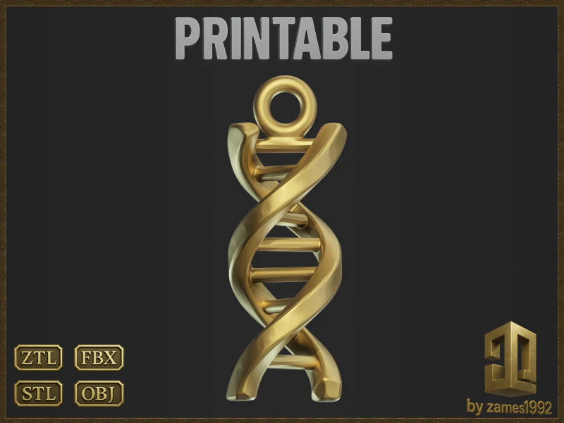 DNA Helix Pendant 3D Print Model .c4d .max .obj .3ds .fbx .stl .blend