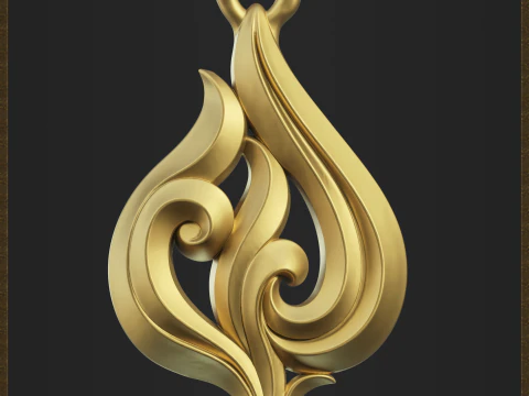 Elegant Fire Flame Pendant 3D Print Model