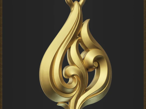 Elegant Fire Flame Pendant 3D Print Model