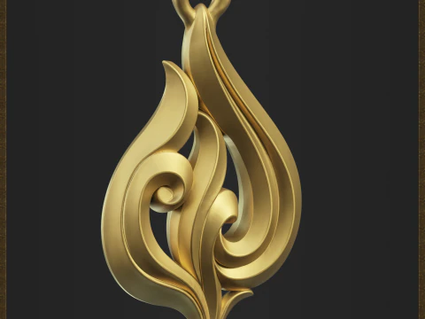 Elegant Fire Flame Pendant 3D Print Model