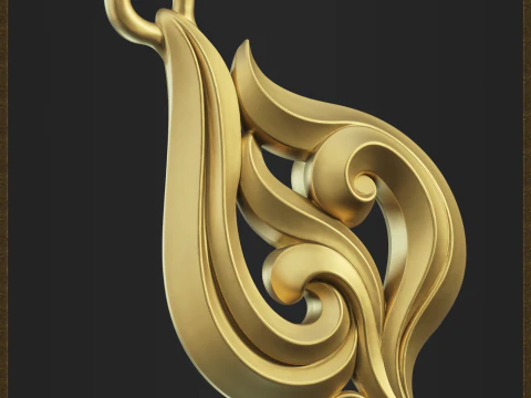 Elegant Fire Flame Pendant 3D Print Model