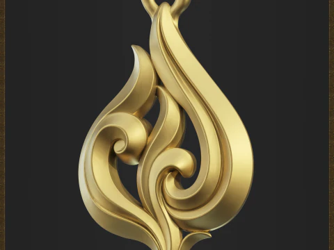 Elegant Fire Flame Pendant 3D Print Model