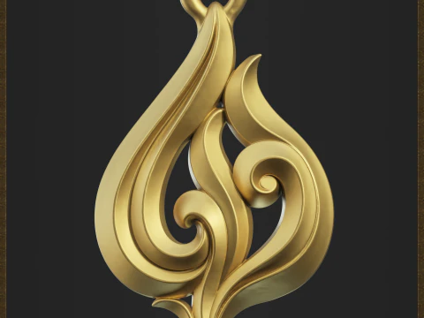Elegant Fire Flame Pendant 3D Print Model
