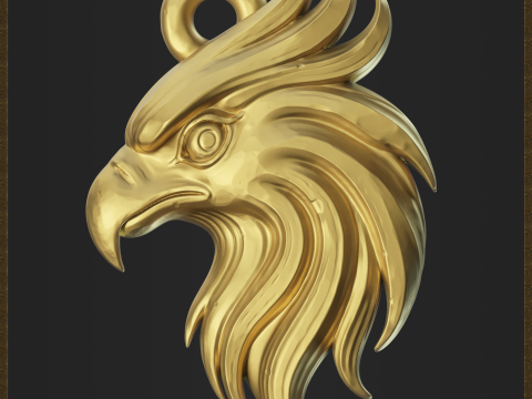Stylized Eagle Head Pendant 3D Print Model