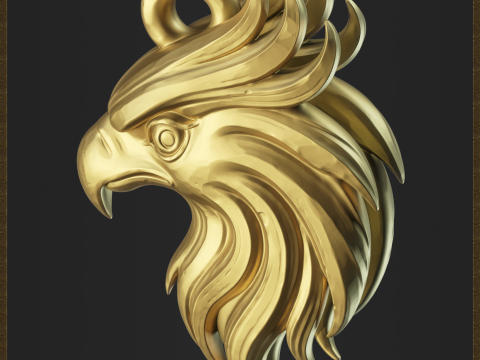 Stylized Eagle Head Pendant 3D Print Model
