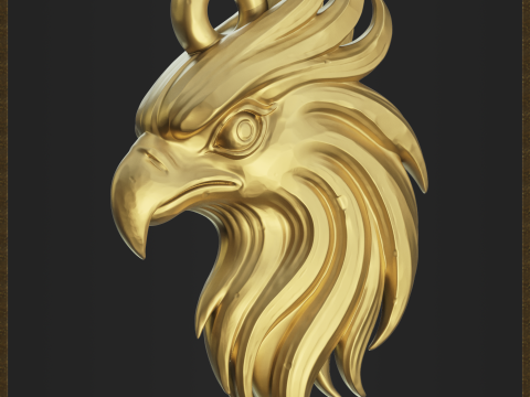 Stylized Eagle Head Pendant 3D Print Model