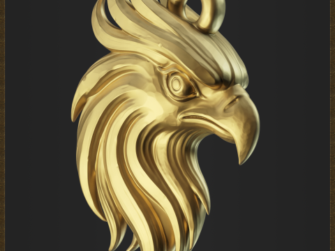 Stylized Eagle Head Pendant 3D Print Model