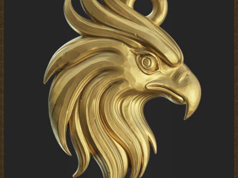 Stylized Eagle Head Pendant 3D Print Model