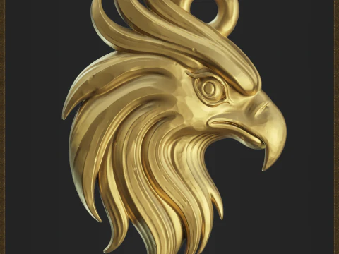 Stylized Eagle Head Pendant 3D Print Model