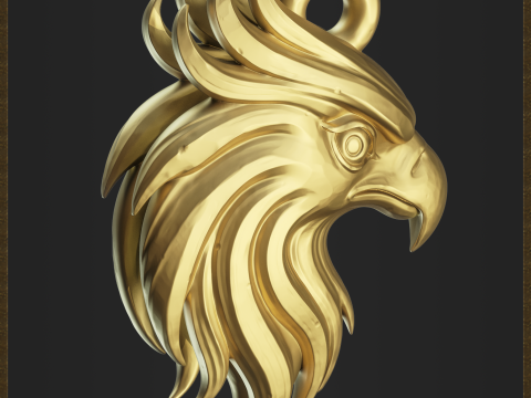 Stylized Eagle Head Pendant 3D Print Model