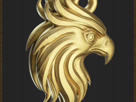 Stylized Eagle Head Pendant 3D Print Model