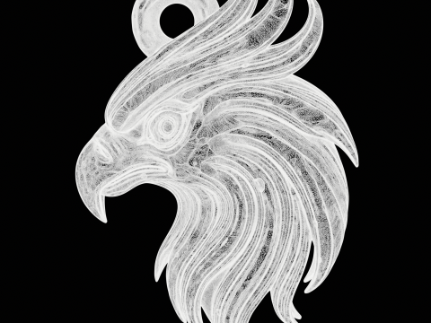 Stylized Eagle Head Pendant 3D Print Model
