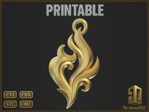 Golden Fire Decorative Pendant 3D Print Model