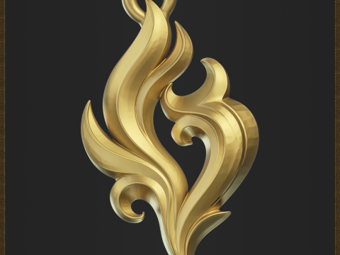 Golden Fire Decorative Pendant 3D Print Model
