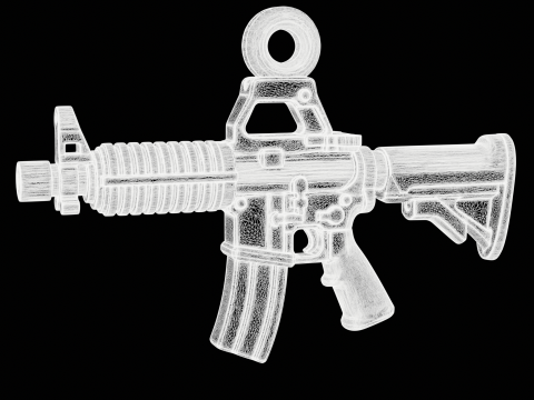Golden Assault Rifle Pendant 3D Print Model