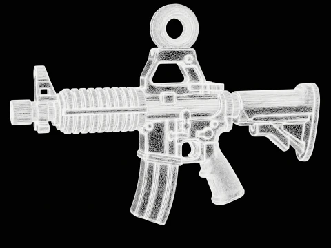 Golden Assault Rifle Pendant 3D Print Model