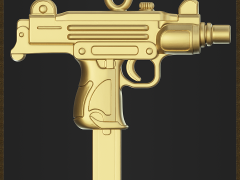 Golden Ornamental UZI 3D प्रिंट मॉडल